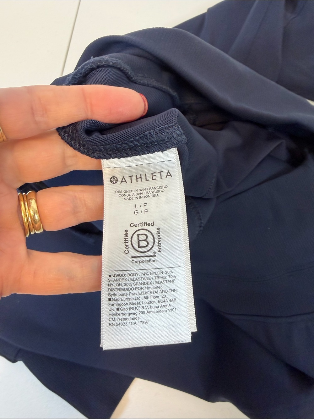 Athleta Venice High Rise Navy Track Jogger Pants Stretch Women’s Large Petite - Picture 7 of 8